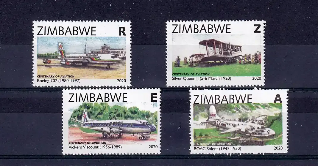 Zimbabwe 2020 Aviation Centenary/Airplanes - MNH**