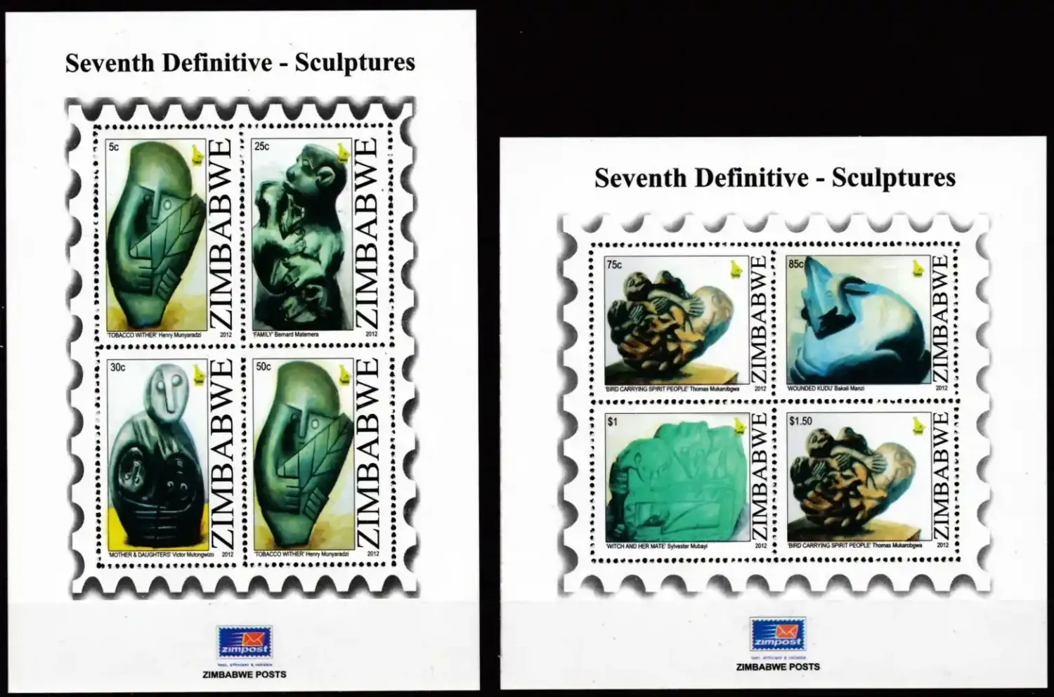Zimbabwe 2012 Sculptures (2 ss/4v) - MNH**