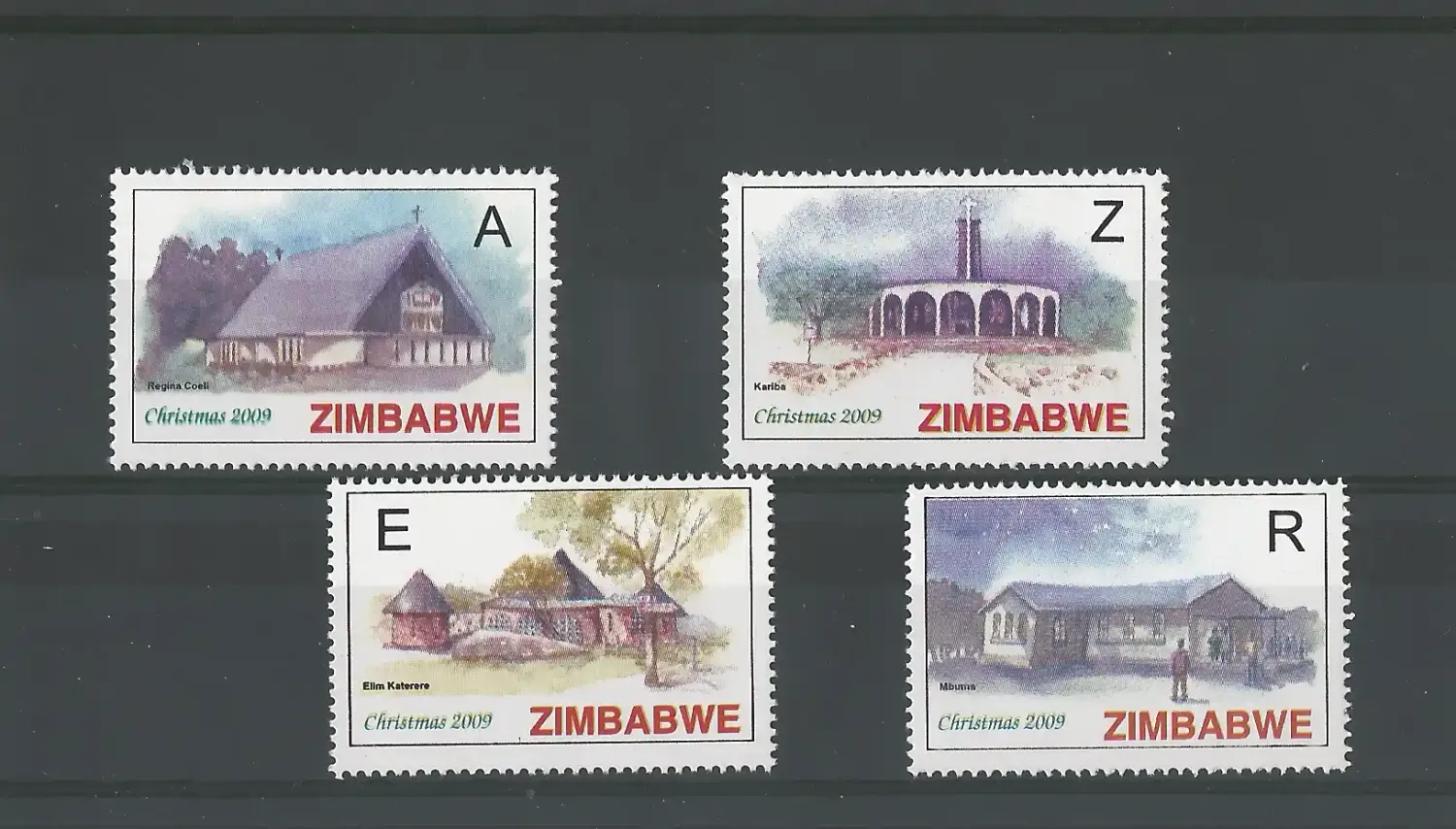 Zimbabwe 2009 Christmas/Contemporary Rural Churches - MNH** Zimbabwe 2009 Christmas/Contemporary Rural Churches - MNH**