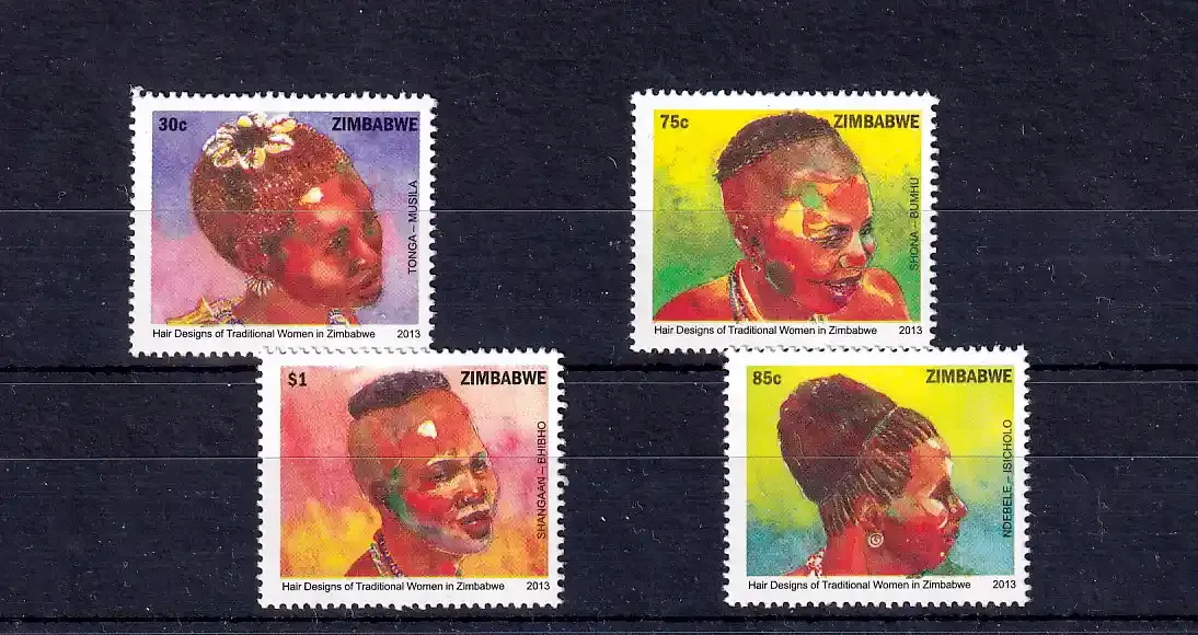 Zimbabwe 2013 Traditional Women's Hair Styles - MNH** Zimbabwe 2013 Traditional Women's Hair Styles - MNH**