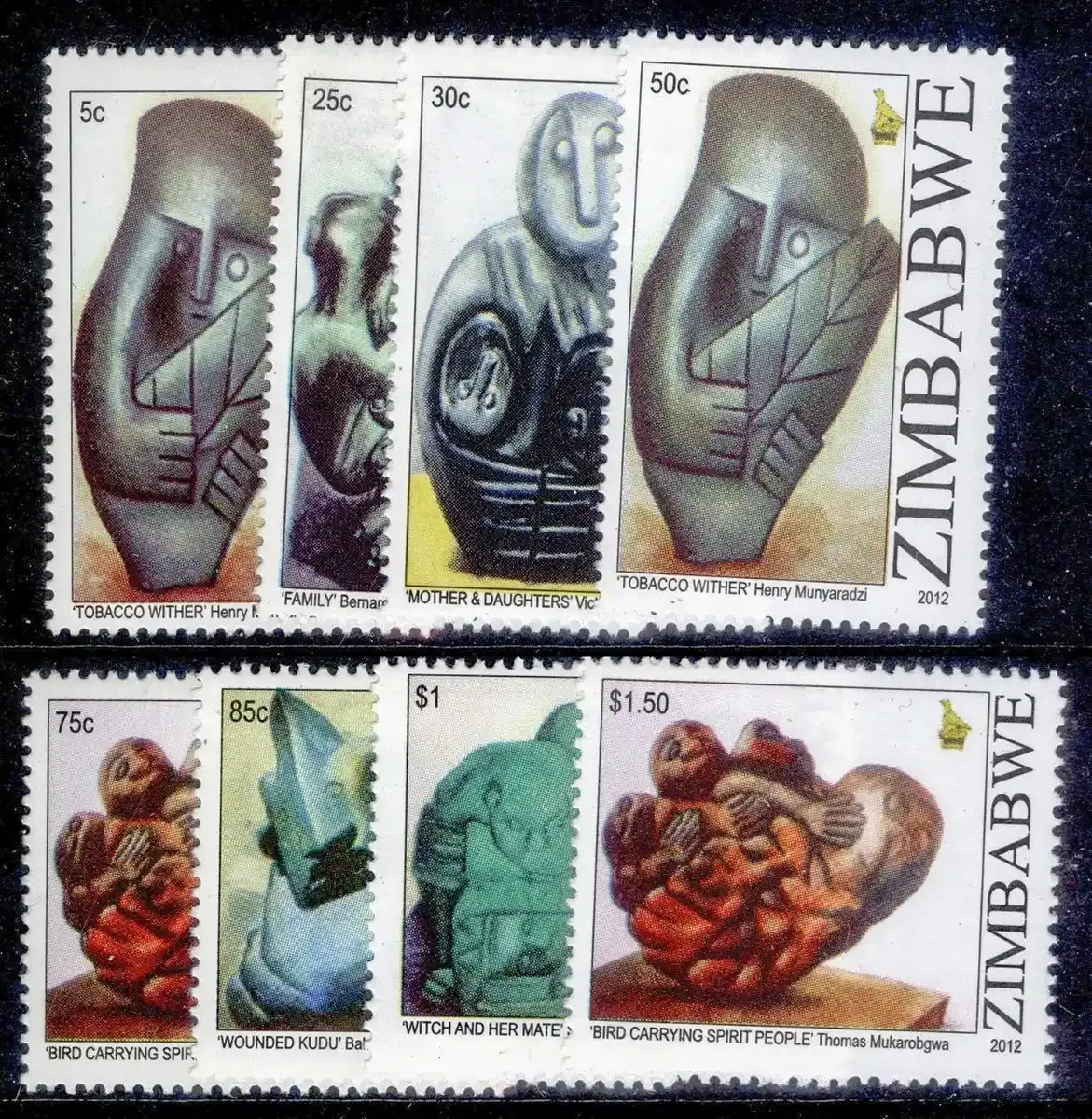 Zimbabwe 2012 Sculptures (8v) - MNH** Zimbabwe 2012 Sculptures (8v) - MNH**