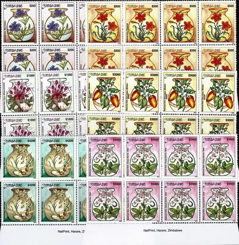Zimbabwe 2003 Medicinal Plants (Imprint blocks of 8)  - MNH**