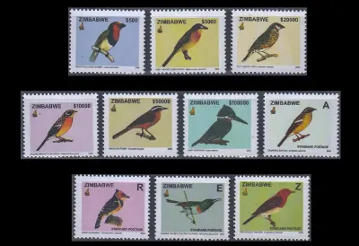 Zimbabwe 2005 Defs/Birds #1 - $500-$100,000 (10v) - MNH**