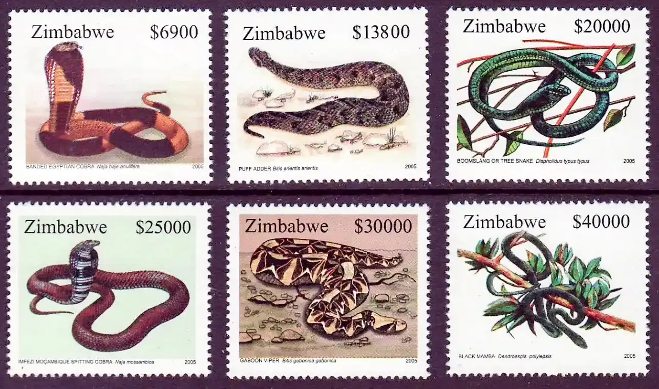 Zimbabwe 2005 Snakes - MNH** Zimbabwe 2005 Snakes - MNH**