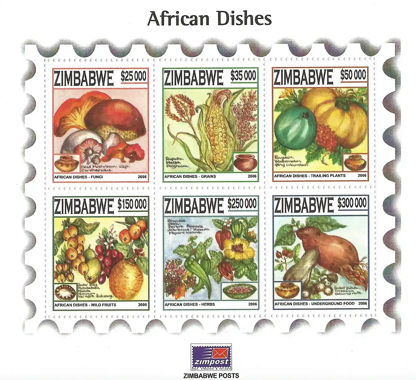 Zimbabwe 2006 African Food (ss/6v) - MNH** Zimbabwe 2006 African Food (ss/6v) - MNH**