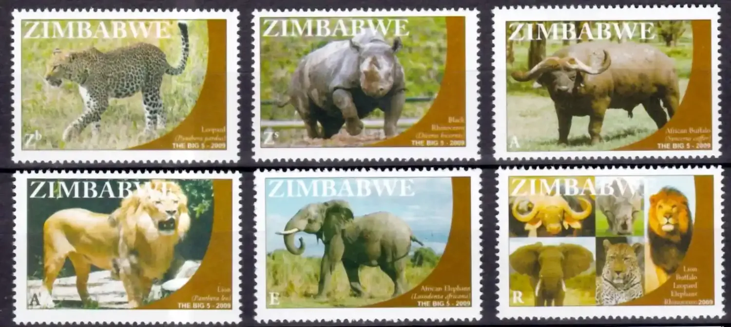 Zimbabwe 2009 The Big Five/Animals, Mammals - MNH** Zimbabwe 2009 The Big Five/Animals, Mammals - MNH**