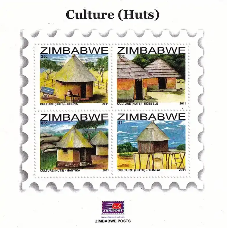 Zimbabwe 2011 Culture - Huts (ss/4v) - MNH** Zimbabwe 2011 Culture - Huts (ss/4v) - MNH**