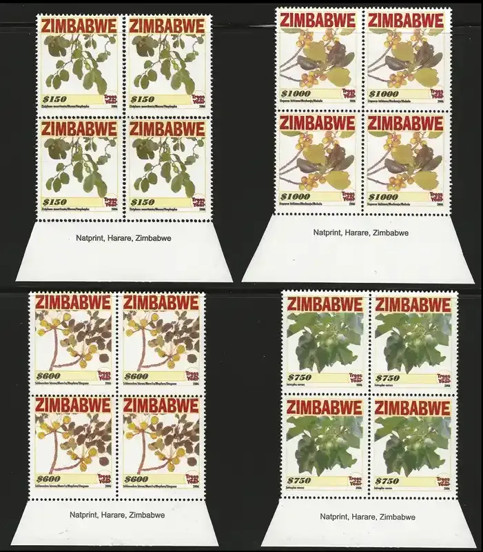 Zimbabwe 2006 Trees (Imprint Block 4v) - MNH**