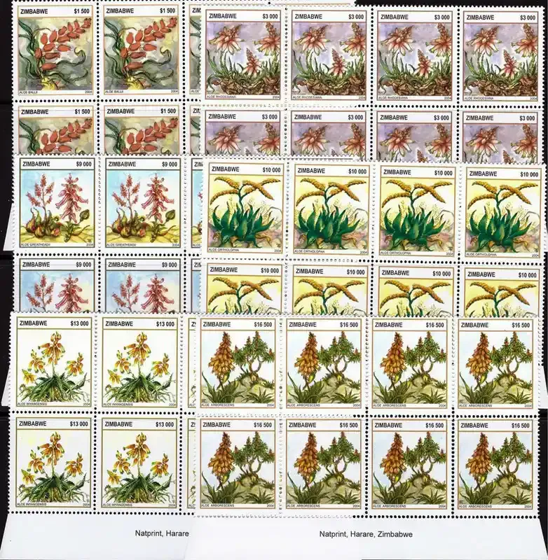 Zimbabwe 2004 Aloes, flora (Imprint Blocks 8v) - MNH**