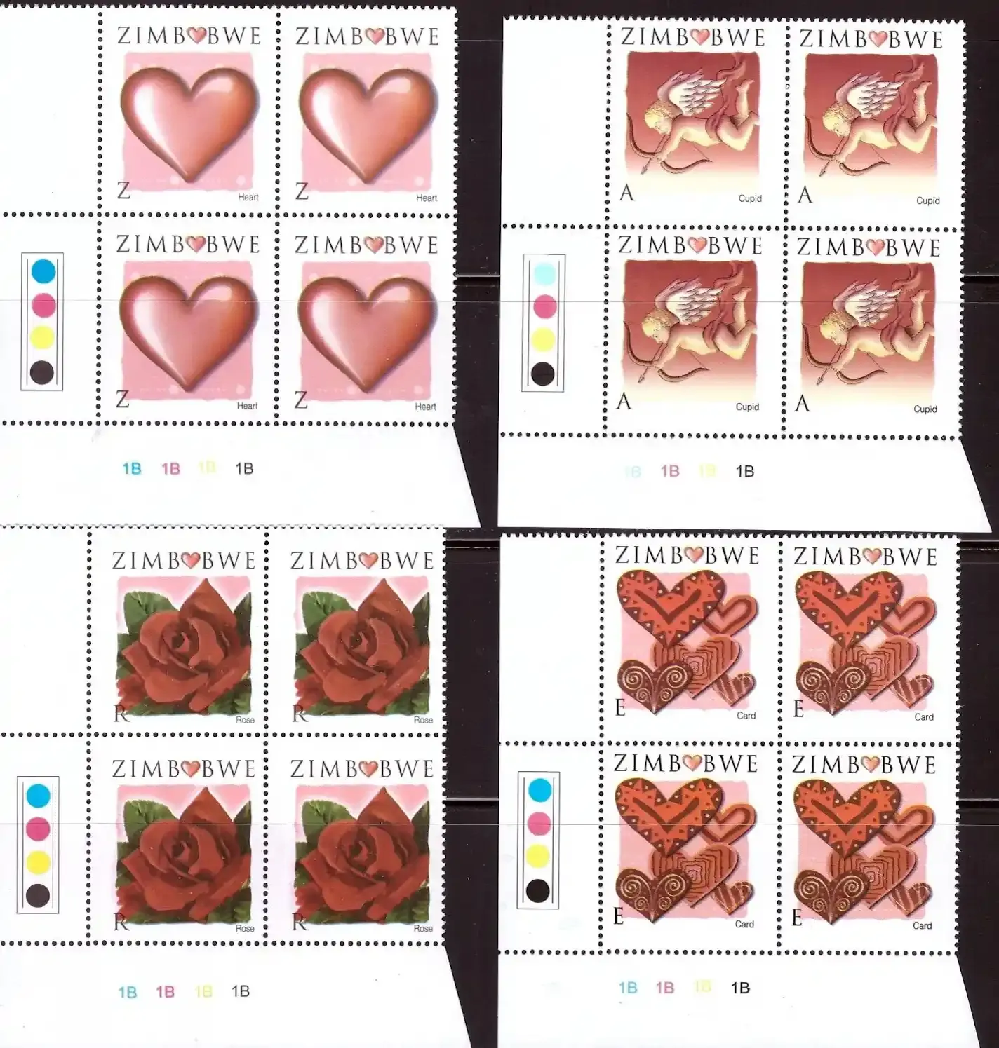 Zimbabwe 2008 Valentine's Day/Hearts &amp; Roses (C/Block B) - MNH**