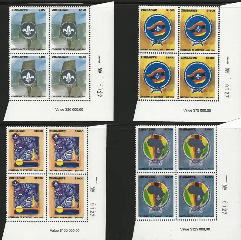 Zimbabwe 2007 Scouting Centenary (N/Blocks) - MNH**