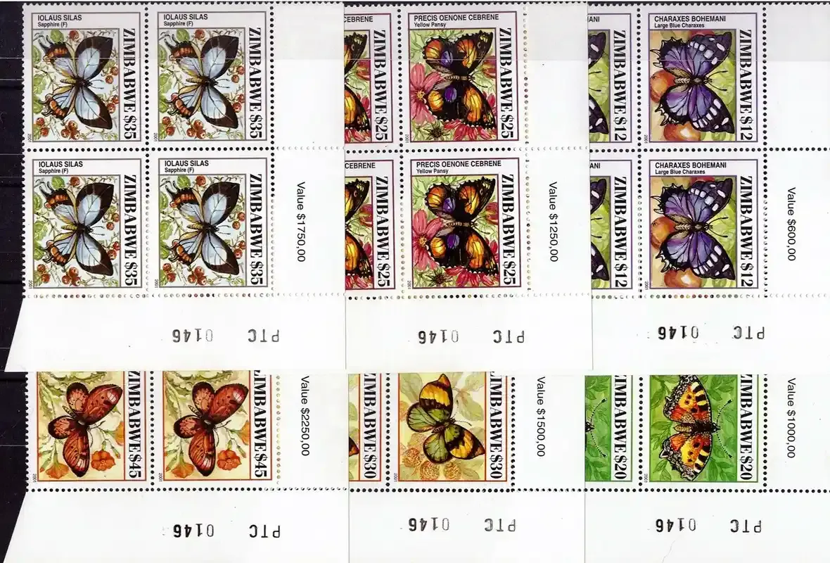 Zimbabwe 2001 Butterflies #2 (N/Blocks) - MNH**