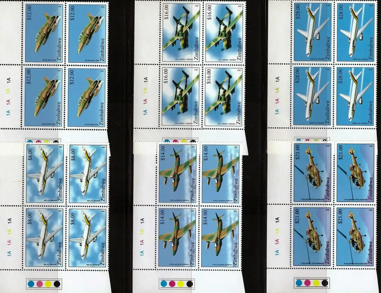 Zimbabwe 2001 Airplanes (C/Blocks) - MNH**
