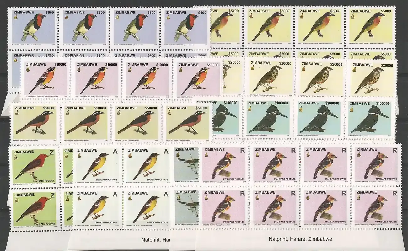 Zimbabwe 2005 Defs/Birds #1 - (Imprint Blocks 8v)- MNH**