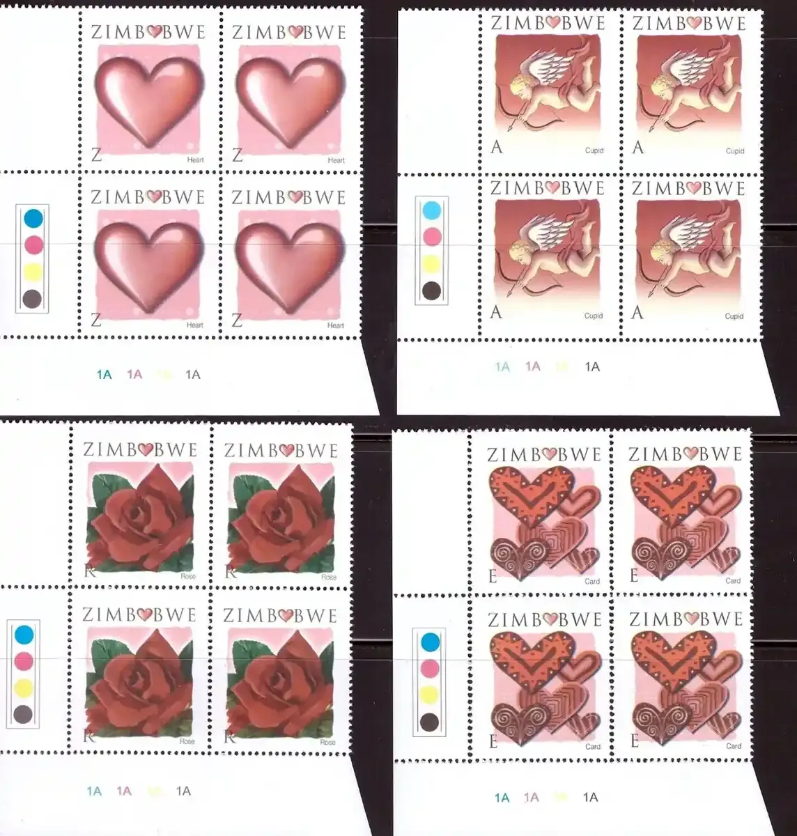 Zimbabwe 2008 Valentine's Day/Hearts &amp; Roses (C/Block A) - MNH**