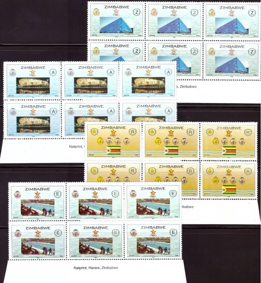 Zimbabwe 2009 Beijing Olympic Games (Imprint Blocks 6v) - MNH**
