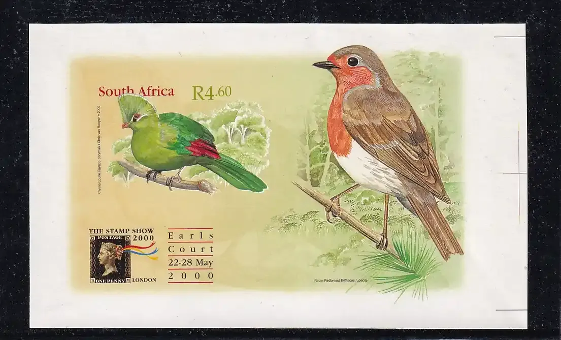 South Africa 2000 Int Stamp Exhibition "THE STAMP SHOW 2000" - London, England (Variety). Imperf, Scarce. MNH