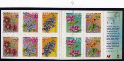 South Africa 2000 Fauna and Flora - Flowers - Self-Adhesive Booklet (Variety).Mis Imperf, Scarce. MNH