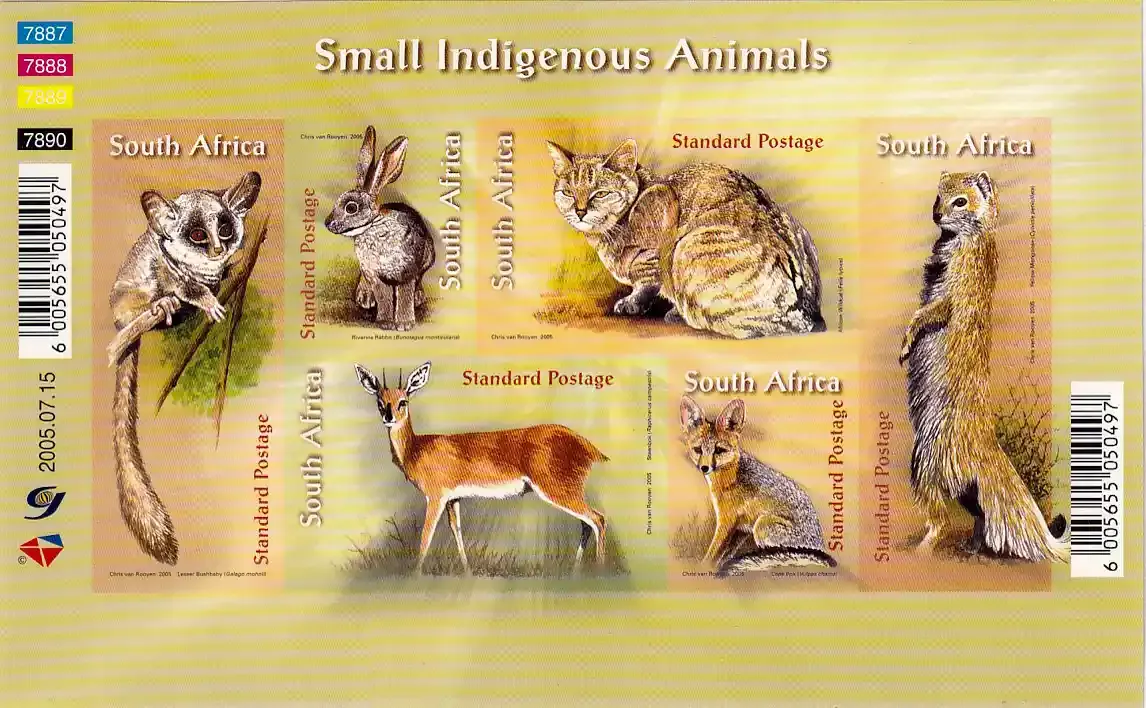 South Africa 2005 Small Indigenous Animals. (Variety) Imperf Sheet, Scarce. MNH
