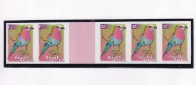South Africa 2000 Fauna and Flora - Birds R2 Cutter strip. (Variety). Imperf, Scarce. MNH