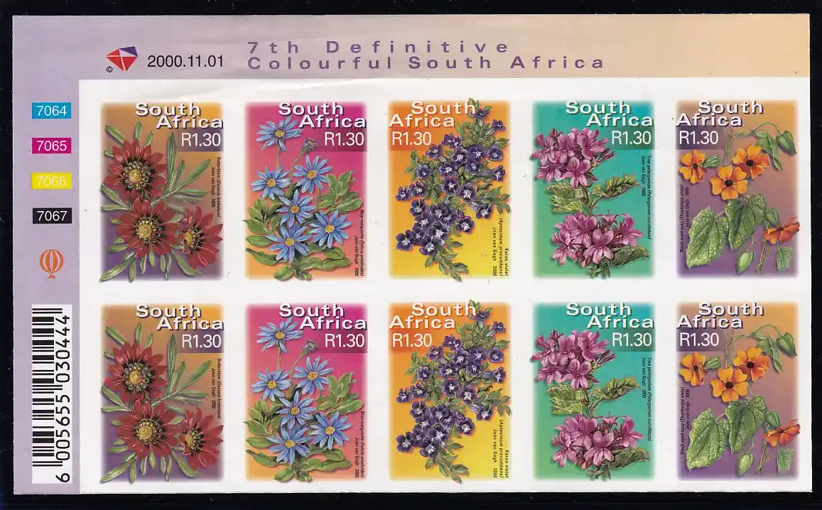 South Africa 2000 Flora - Flowers C/Block (Variety). Imperf, Scarce. MNH
