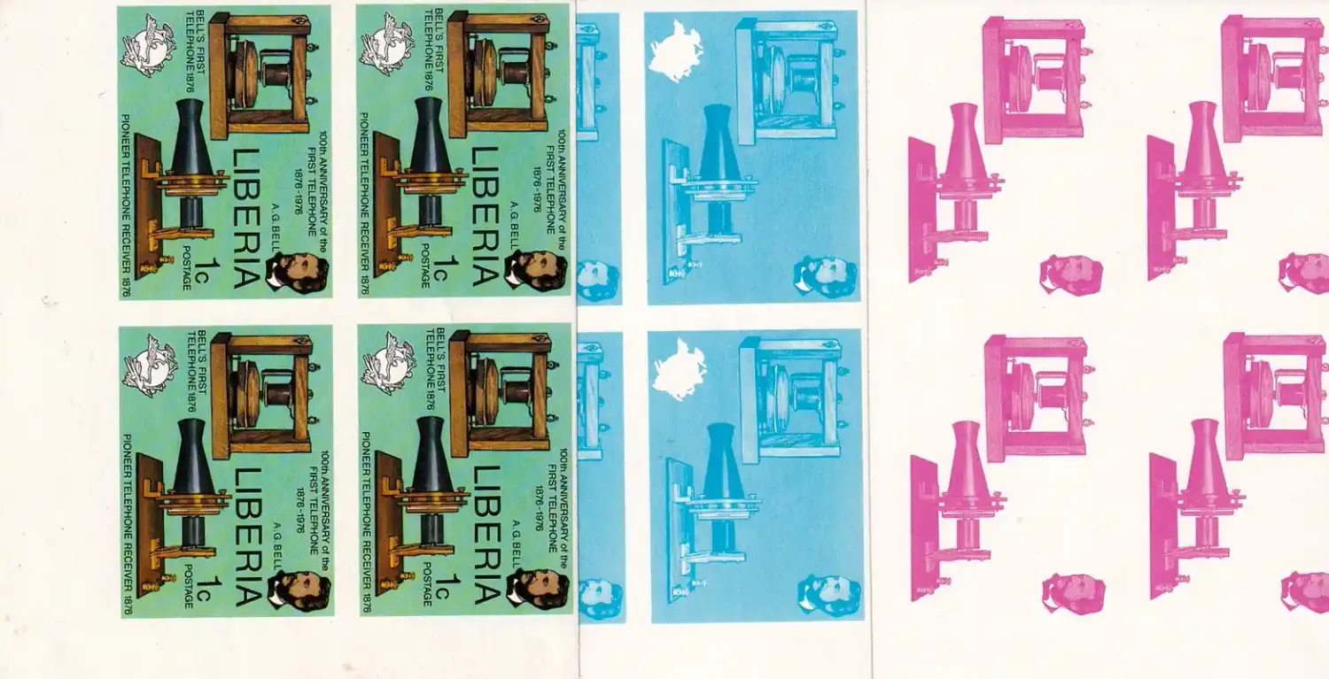 Liberia 1976 The 100th Anniv of the Telephone. (Variety). 1c Color Trials. MNH