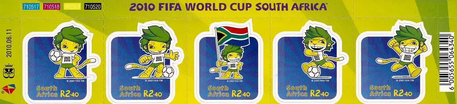 South Africa 2010 World Cup Soccer : South Africa (sa) (s/5v+3v) - MNH(**)