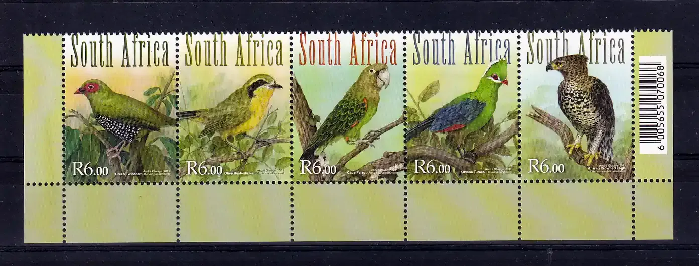 South Africa 2011 Forest Birds (s/5v) - MNH(**)