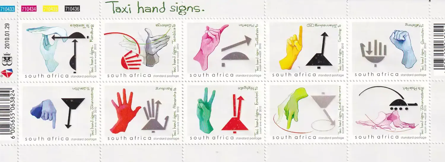 South Africa 2010 Taxi Hand Signs (ss/10v) - MNH(**)