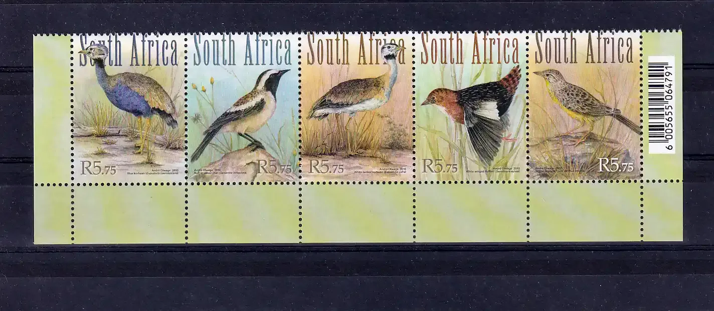 South Africa 2010 Grassland Birds (s/5v) - MNH(**)