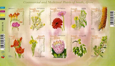 South Africa 2012 Commercial/Medicinal Plants (sa) (ss/10v) - MNH(**) South Africa 2012 Commercial/Medicinal Plants (sa) (ss/10v) - MNH(**)