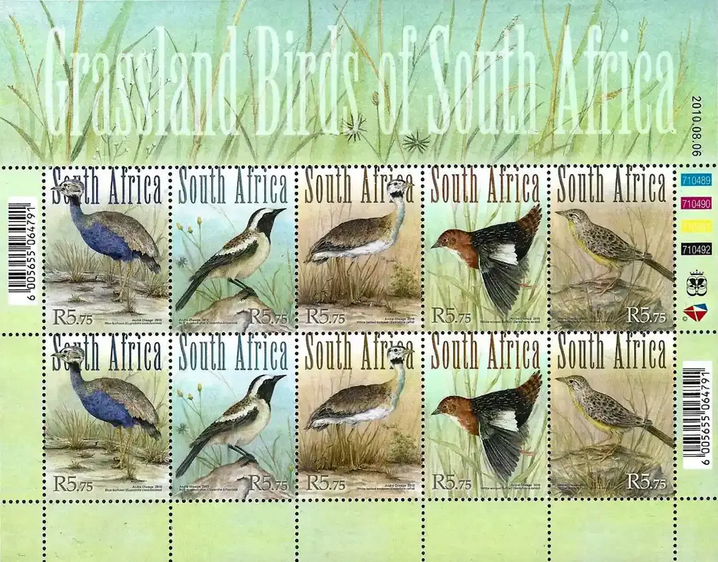 South Africa 2010 Grassland Birds (ss/10v) - MNH(**)