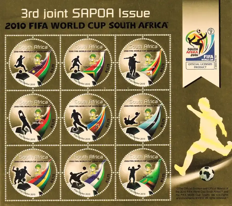 South Africa 2010 SAPOA/World Cup Soccer : South Africa (ss/9v) - MNH(**)
