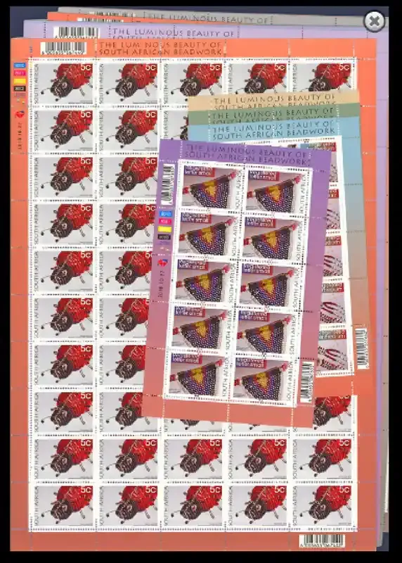 South Africa 2010 8th Defs/Beadwork (Full Sheets) - 5c-20r (s/5v+22v) - MNH(**)