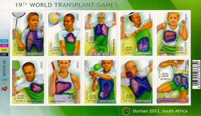 South Africa 2013 The 19th World Transplant Games (1 ss/10v) - MNH(**) South Africa 2013 The 19th World Transplant Games (1 ss/10v) - MNH(**)