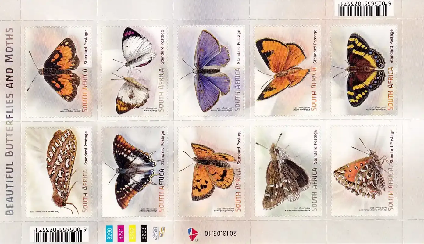 South Africa 2013 Butterflies &amp; Moths (sa) (ss/10v) - MNH(**)