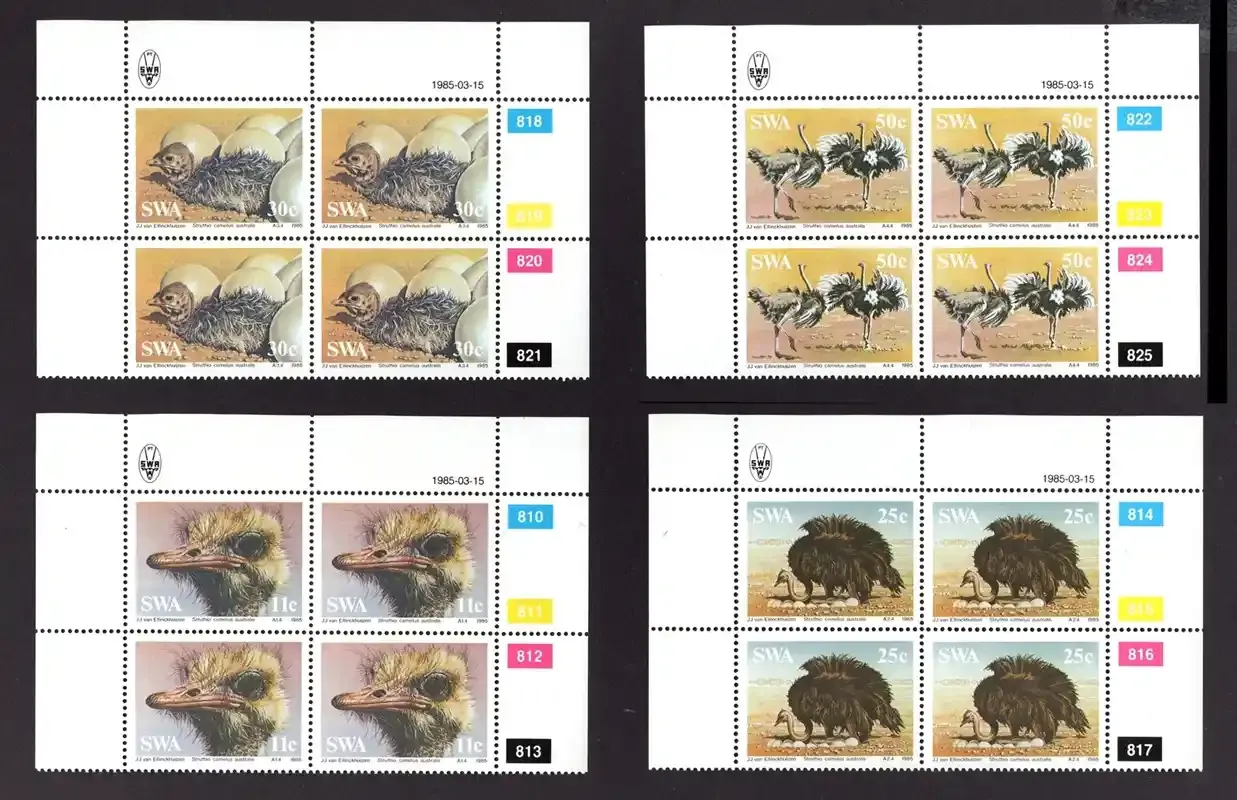South West Africa 1985 Ostriches, Birds (C/Blocks). MNH (**).