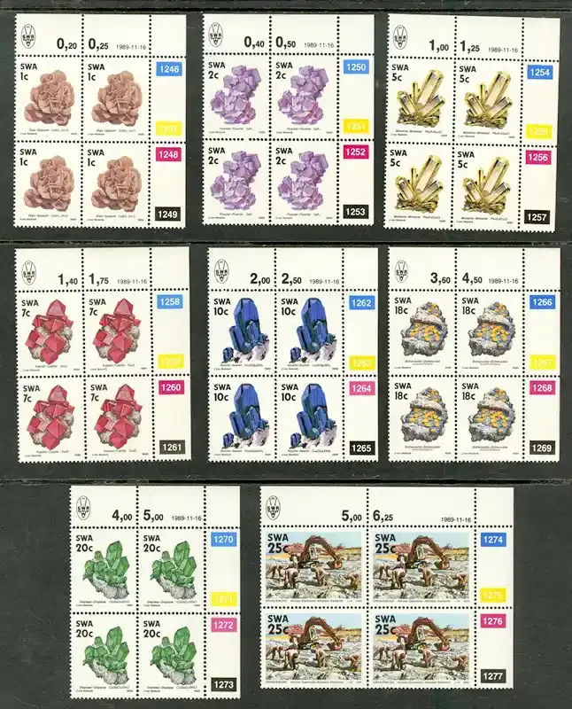 South West Africa 1989 Minerals and Mines Definitives (C/Blocks). MNH (**).