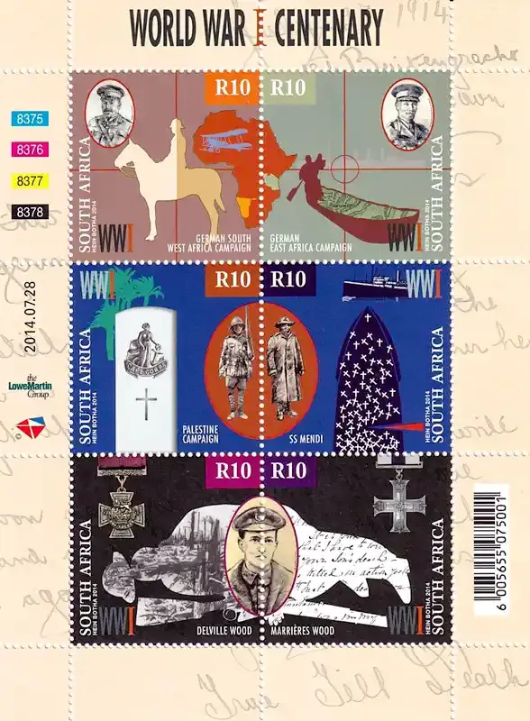 South Africa 2014 WWI Centenary (ss/6v) - MNH(**)