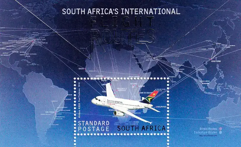 South Africa 2016 Airplane Flight Routes &amp; Development (ss) - MNH(**)