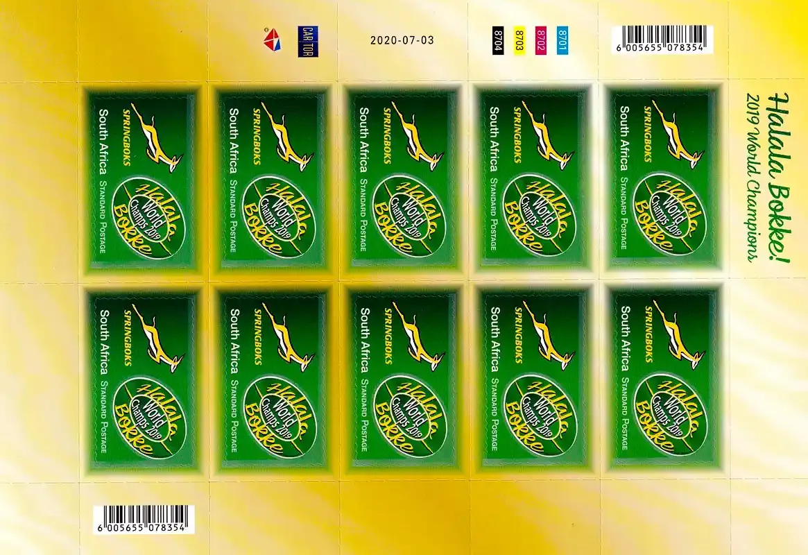 South Africa 2020 Springbok Rugby:2019 World Champs (ss/10v) - MNH(**)
