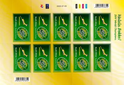 South Africa 2020 Springbok Rugby:2019 World Champs (ss/10v) - MNH(**) South Africa 2020 Springbok Rugby:2019 World Champs (ss/10v) - MNH(**)