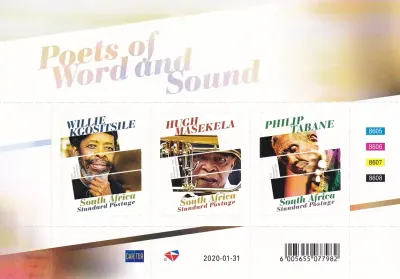 South Africa 2020 Poets of Word & Sound (ss/3v) - MNH(**) South Africa 2020 Poets of Word & Sound (ss/3v) - MNH(**)