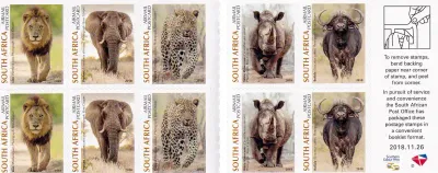 South Africa 2018 Big 5 Animals/Mammals (ex-bklt) (10v) - MNH(**)
