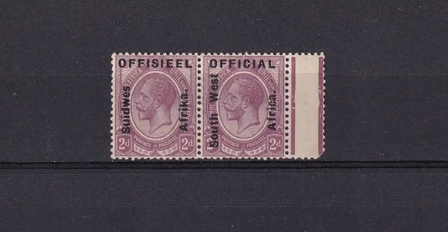 South West Africa 1926 "OFFICIAL 2d - South West - Africa" or Afrikaans "OFFISIEEL - SUIDWES - Afrika". Very lightly Hinged. (*)