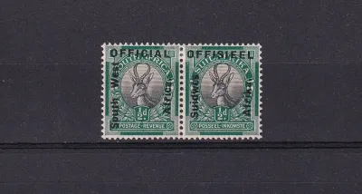 South West Africa 1926 "OFFICIAL 1/2d - South West - Africa" or Afrikaans "OFFISIEEL - SUIDWES - Afrika". Very lightly Hinged. (*) South West Africa 1926 "OFFICIAL 1/2d - South West - Africa" or Afrikaans "OFFISIEEL - SUIDWES - Afrika". Very lightly Hinged. (*)