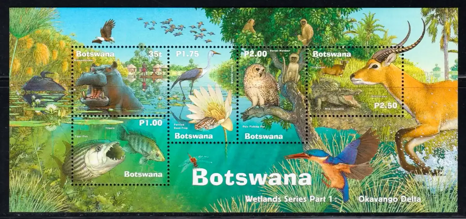 Botswana 2000 Wetlands #1/Fauna/Delta (ss/5v) -MNH(**)