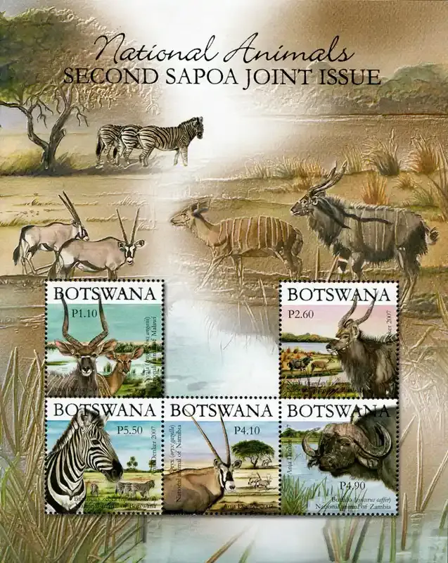 Botswana 2007 SAPOA #2/National Wildlife (ss/5v)-MNH(**)
