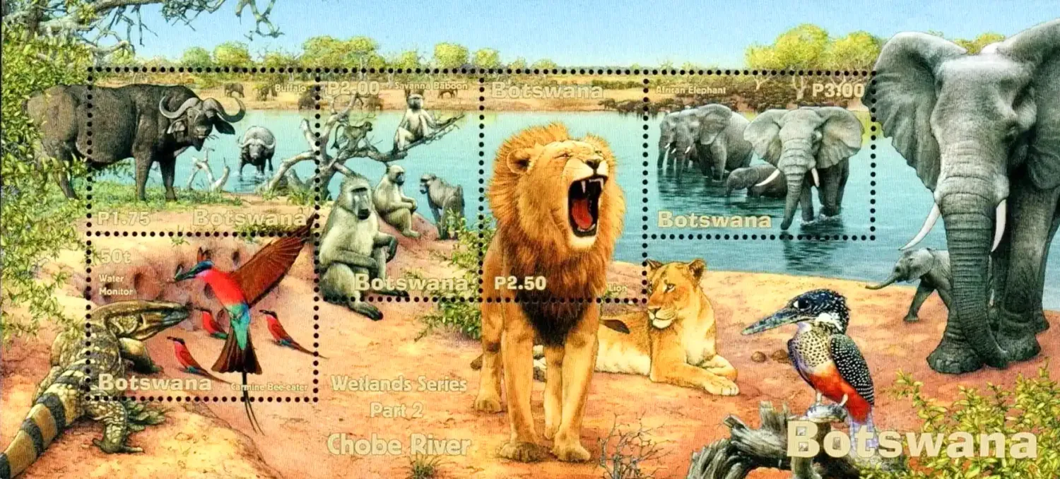 Botswana 2001 Wetlands #2/Chobe River (ss/5v)-MNH(**)