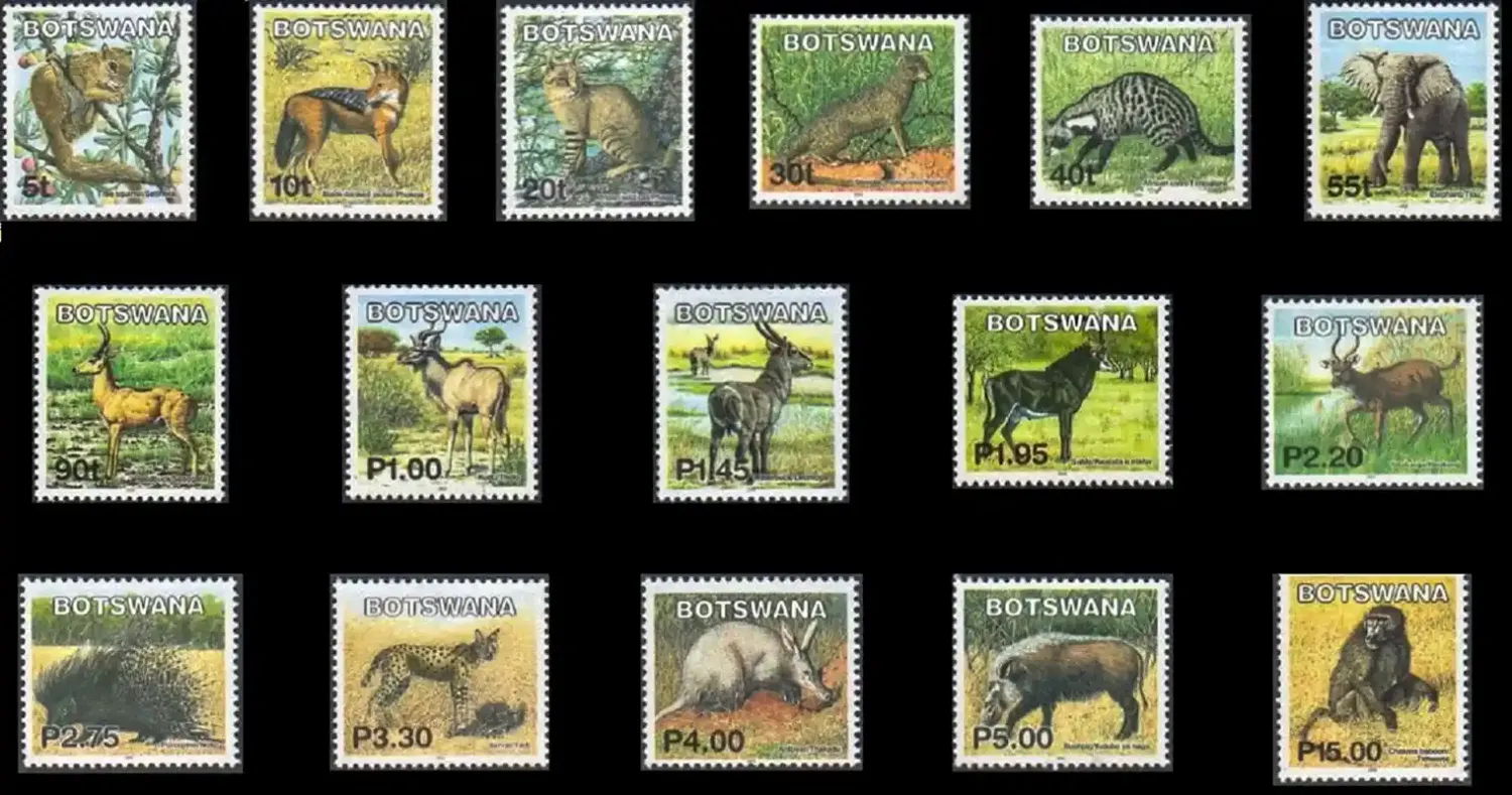 Botswana 2002 Defs/Mammals - 5t-15p (16v)-MNH(**)